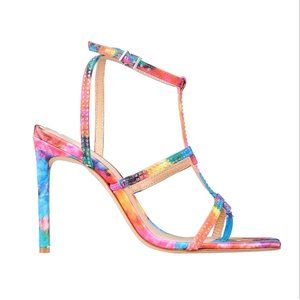 *HP* SCHUTZ multicolor spike heel Sandals leather sole ankle strap